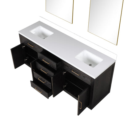 Abbey 72 in W x 22 in D Black Oak Double Bath Vanity