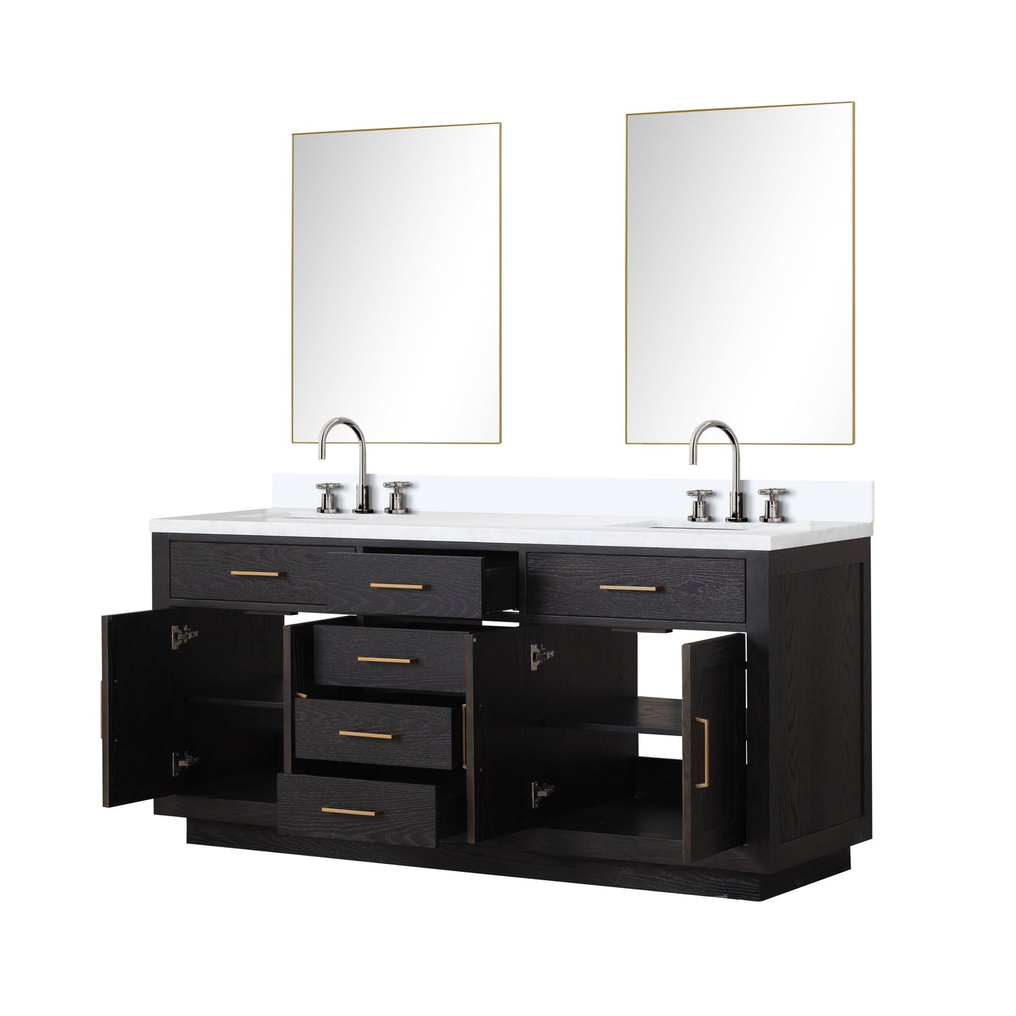 Abbey 72 in W x 22 in D Black Oak Double Bath Vanity
