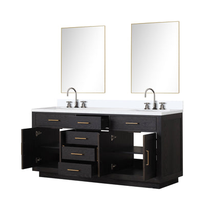 Abbey 72 in W x 22 in D Black Oak Double Bath Vanity