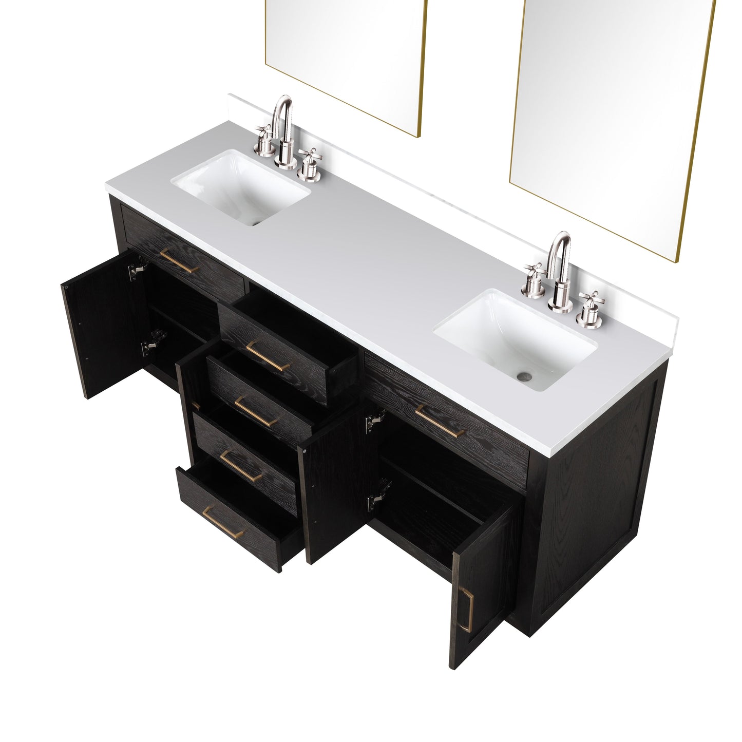 Abbey 72 in W x 22 in D Black Oak Double Bath Vanity