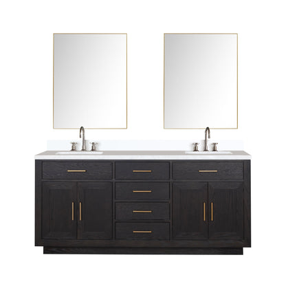 Abbey 72 in W x 22 in D Black Oak Double Bath Vanity