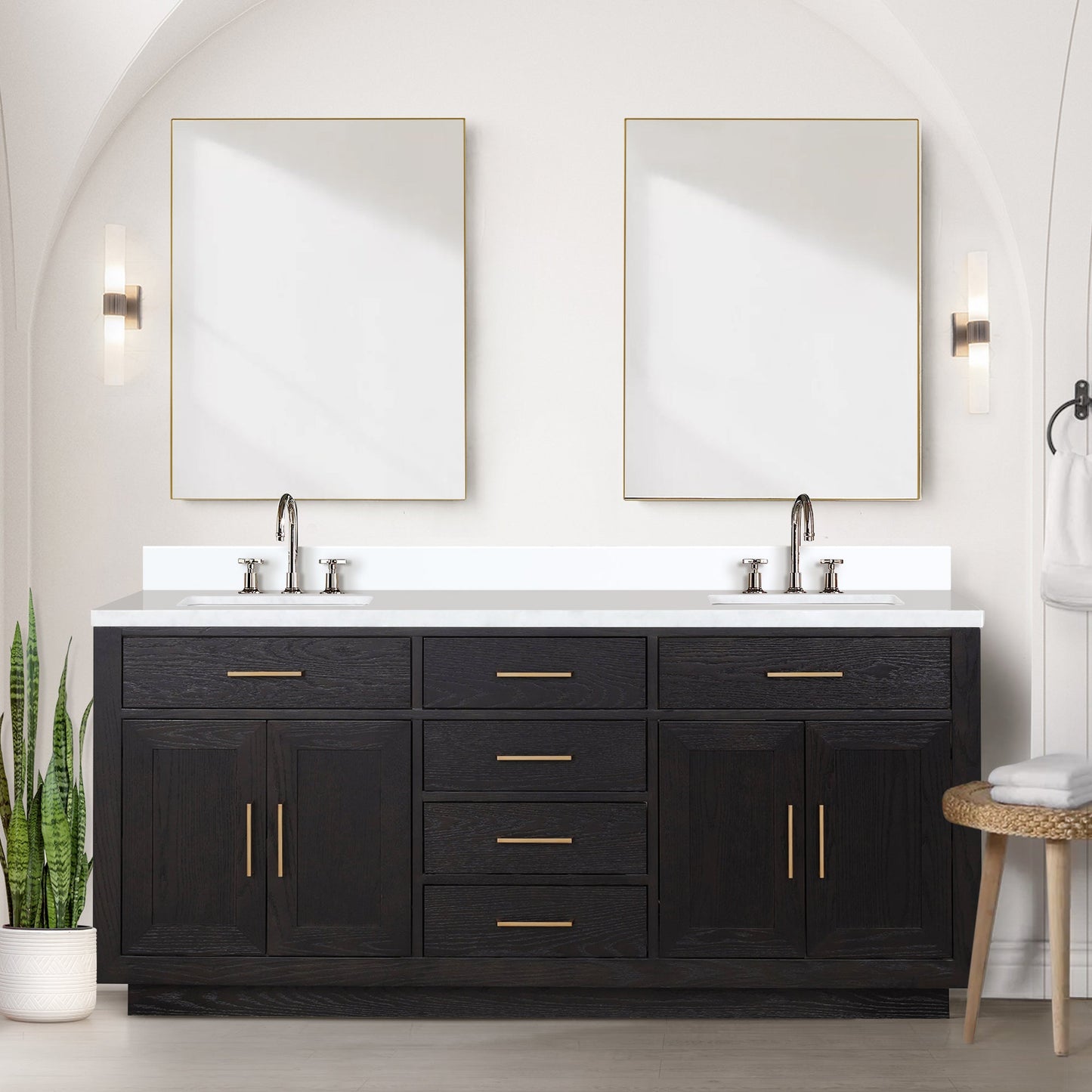 Abbey 72 in W x 22 in D Black Oak Double Bath Vanity