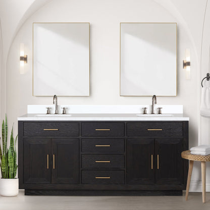 Abbey 72 in W x 22 in D Black Oak Double Bath Vanity