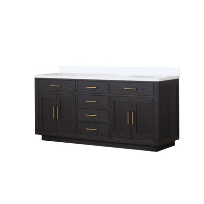 Abbey 72 in W x 22 in D Black Oak Double Bath Vanity