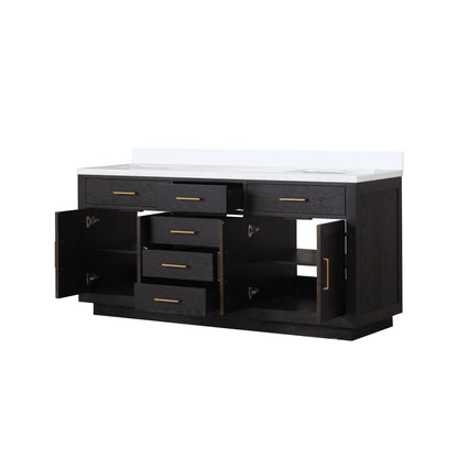 Abbey 72 in W x 22 in D Black Oak Double Bath Vanity