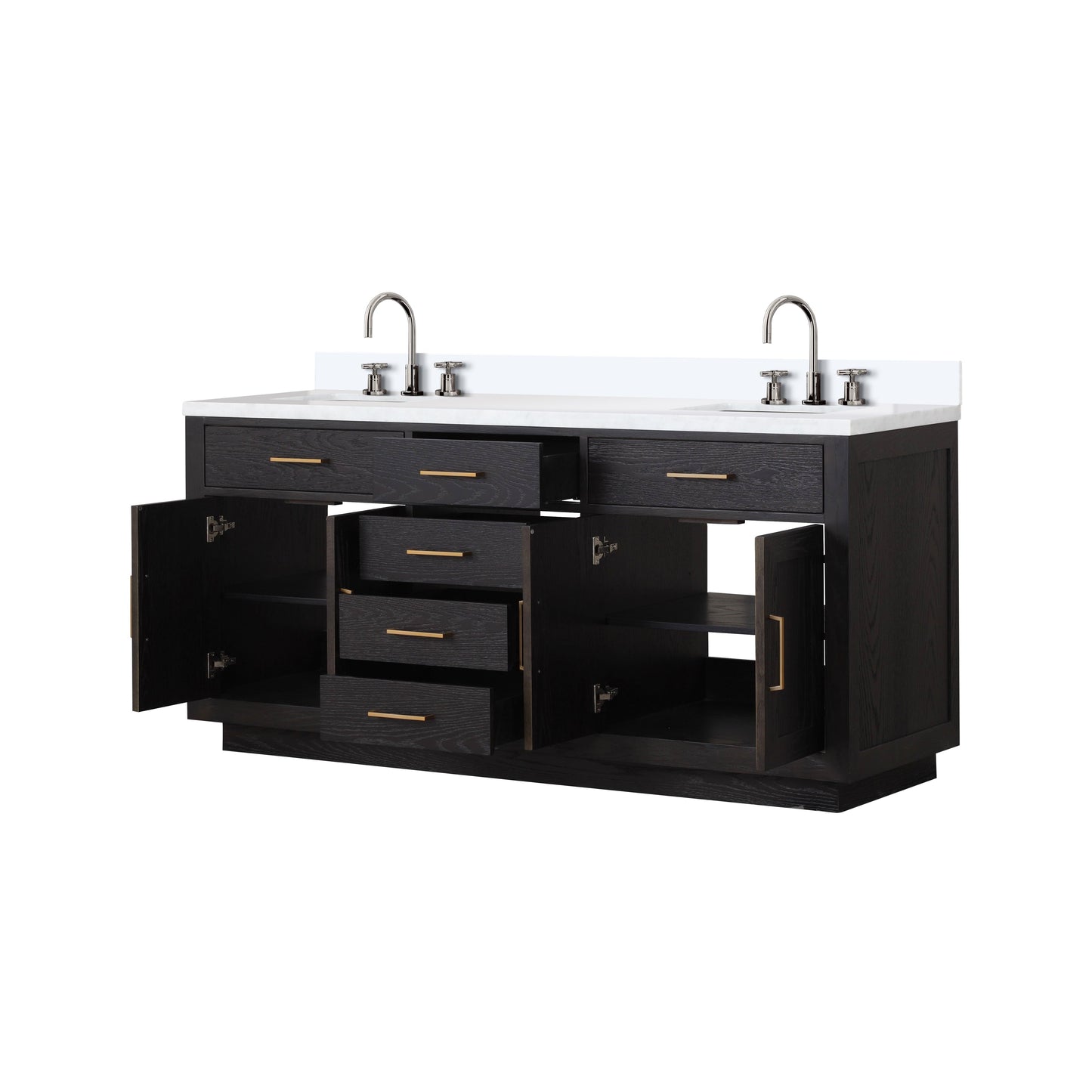 Abbey 72 in W x 22 in D Black Oak Double Bath Vanity