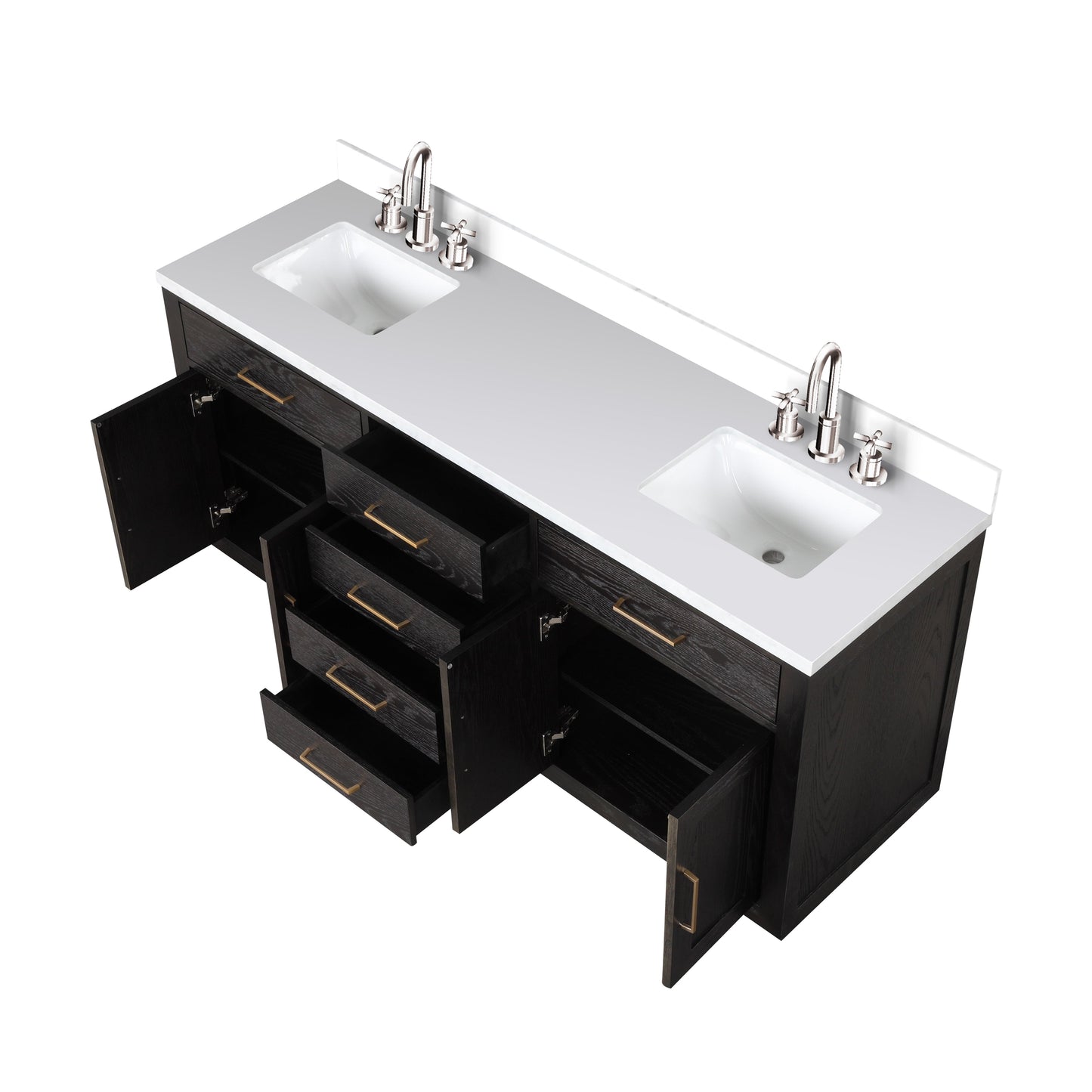 Abbey 72 in W x 22 in D Black Oak Double Bath Vanity