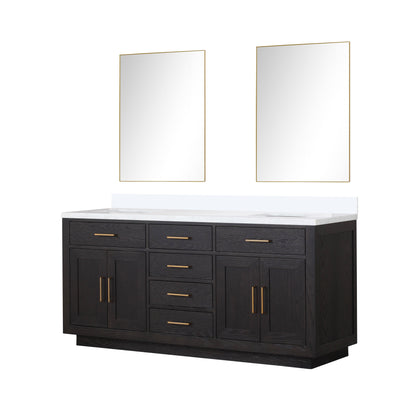 Abbey 72 in W x 22 in D Black Oak Double Bath Vanity