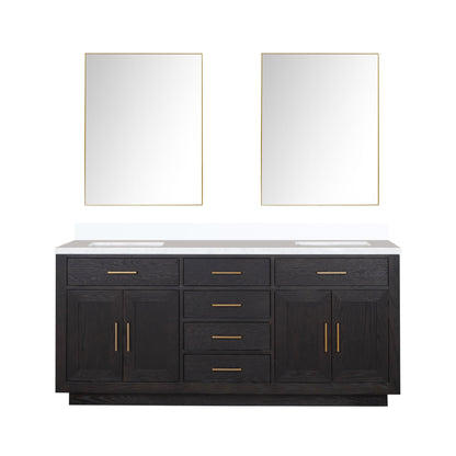 Abbey 72 in W x 22 in D Black Oak Double Bath Vanity