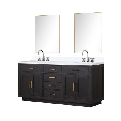 Abbey 72 in W x 22 in D Black Oak Double Bath Vanity