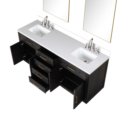 Abbey 72 in W x 22 in D Black Oak Double Bath Vanity