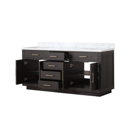 Abbey 72 in W x 22 in D Brown Oak Double Bath Vanity