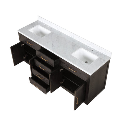 Abbey 72 in W x 22 in D Brown Oak Double Bath Vanity