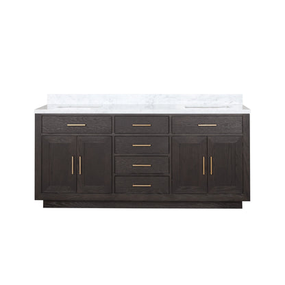 Abbey 72 in W x 22 in D Brown Oak Double Bath Vanity