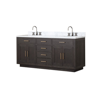 Abbey 72 in W x 22 in D Brown Oak Double Bath Vanity