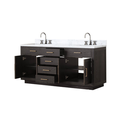 Abbey 72 in W x 22 in D Brown Oak Double Bath Vanity