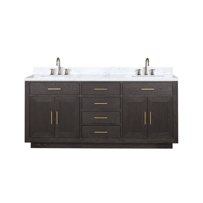 Abbey 72 in W x 22 in D Brown Oak Double Bath Vanity