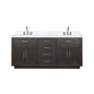 Abbey 72 in W x 22 in D Brown Oak Double Bath Vanity