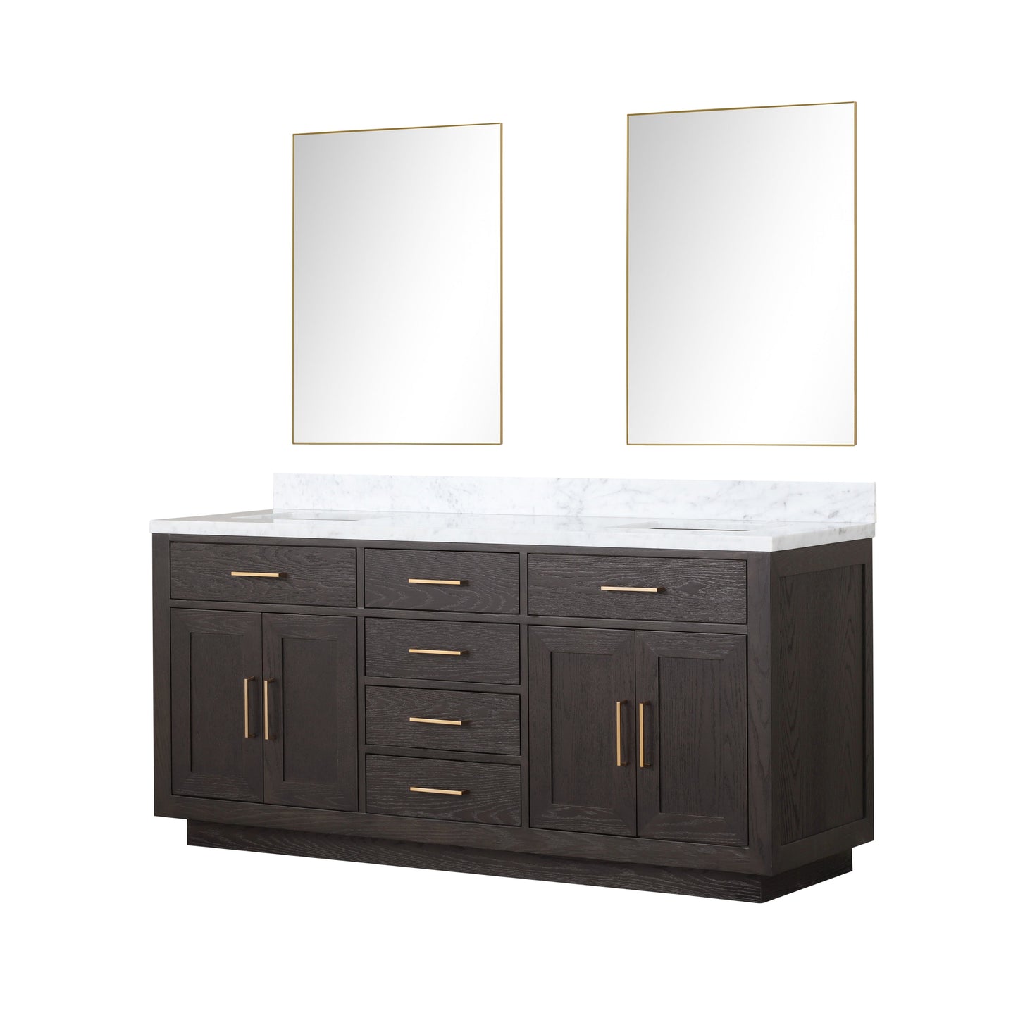 Abbey 72 in W x 22 in D Brown Oak Double Bath Vanity