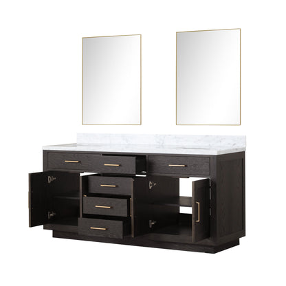 Abbey 72 in W x 22 in D Brown Oak Double Bath Vanity