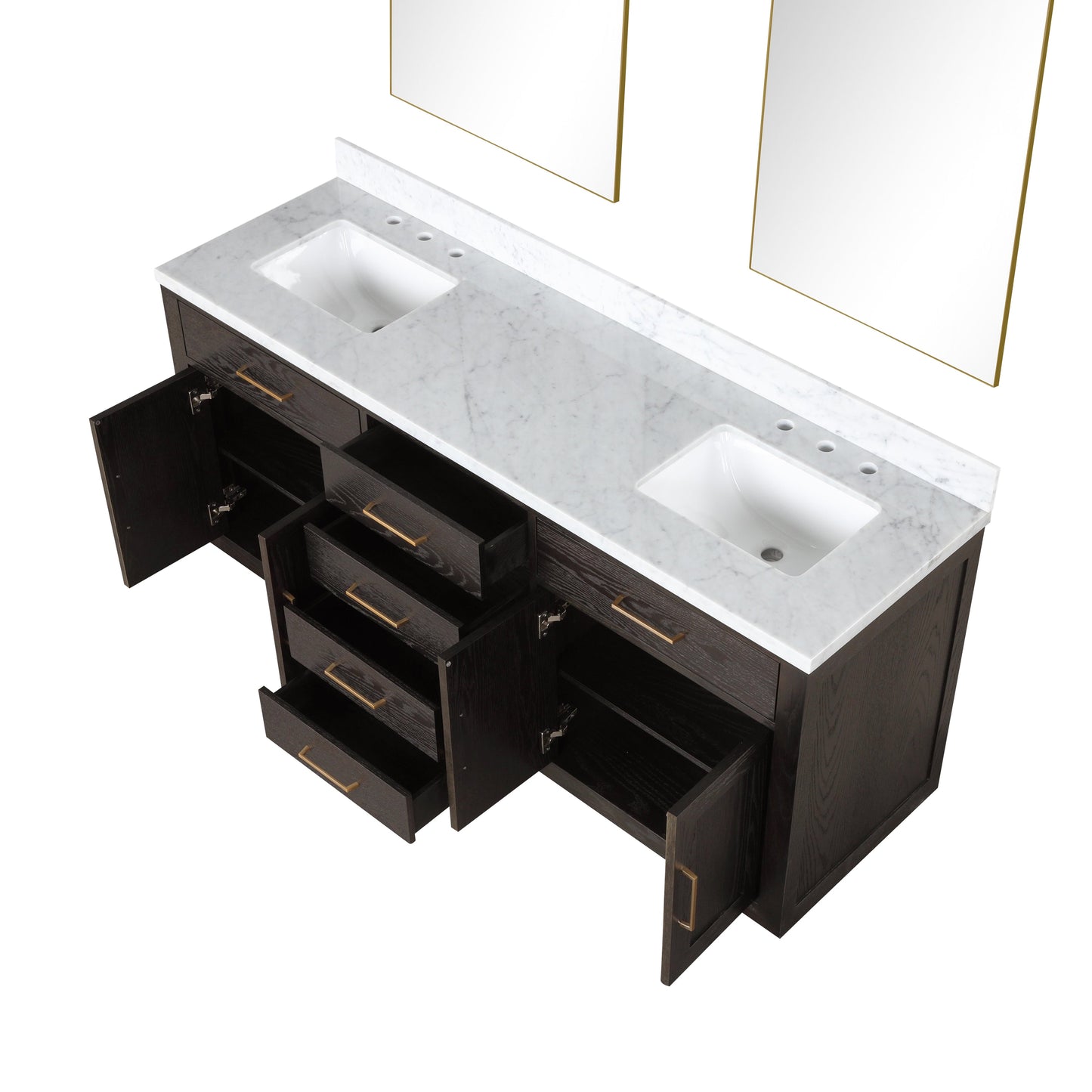 Abbey 72 in W x 22 in D Brown Oak Double Bath Vanity