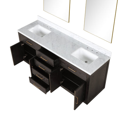 Abbey 72 in W x 22 in D Brown Oak Double Bath Vanity