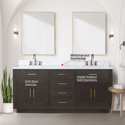 Abbey 72 in W x 22 in D Brown Oak Double Bath Vanity
