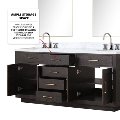Abbey 72 in W x 22 in D Brown Oak Double Bath Vanity