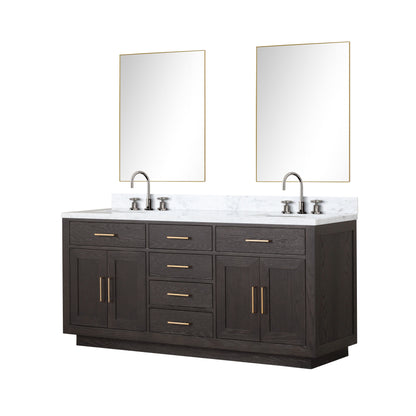 Abbey 72 in W x 22 in D Brown Oak Double Bath Vanity