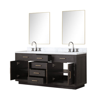 Abbey 72 in W x 22 in D Brown Oak Double Bath Vanity