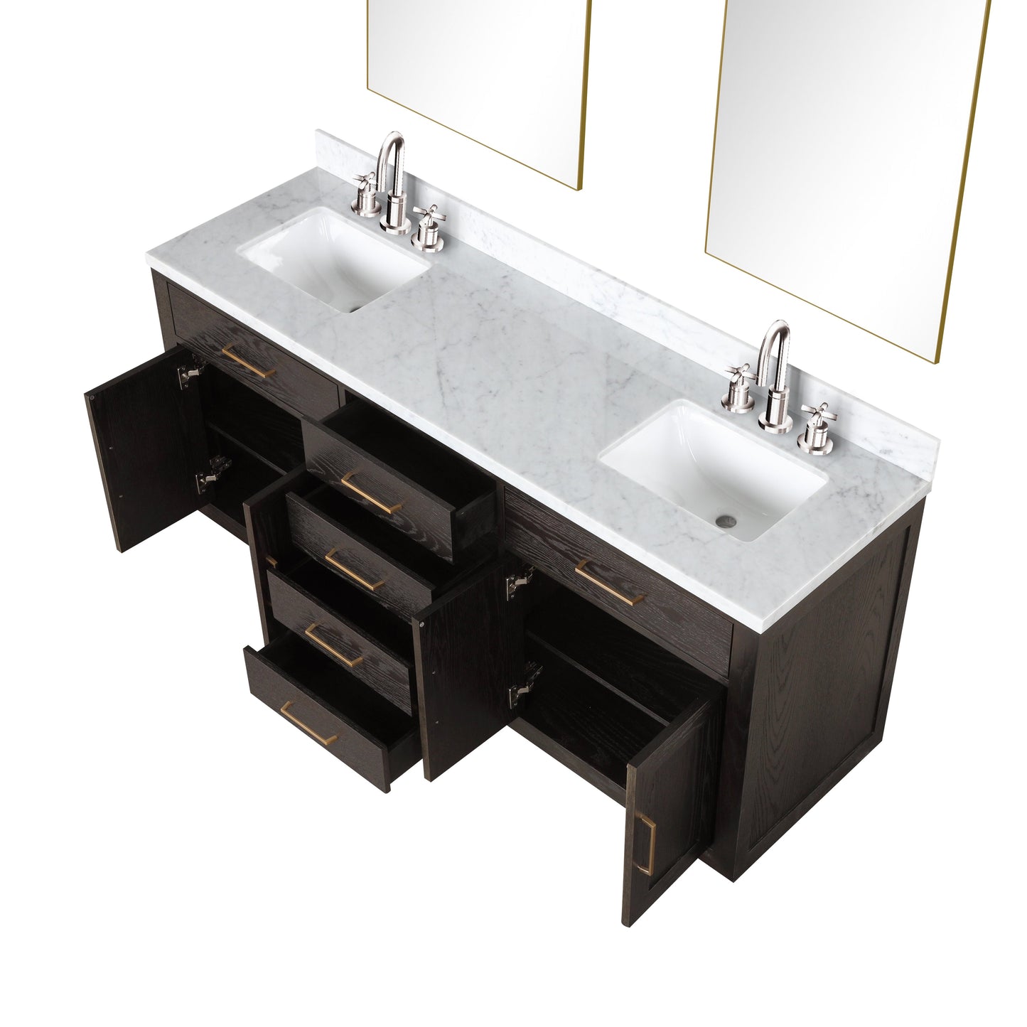 Abbey 72 in W x 22 in D Brown Oak Double Bath Vanity