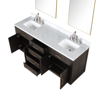 Abbey 72 in W x 22 in D Brown Oak Double Bath Vanity