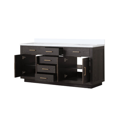 Abbey 72 in W x 22 in D Brown Oak Double Bath Vanity