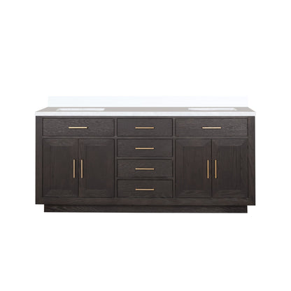 Abbey 72 in W x 22 in D Brown Oak Double Bath Vanity