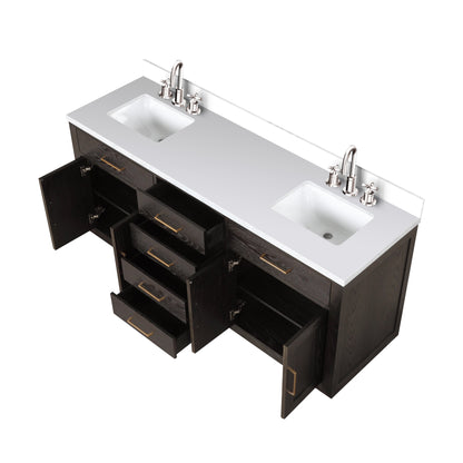 Abbey 72 in W x 22 in D Brown Oak Double Bath Vanity