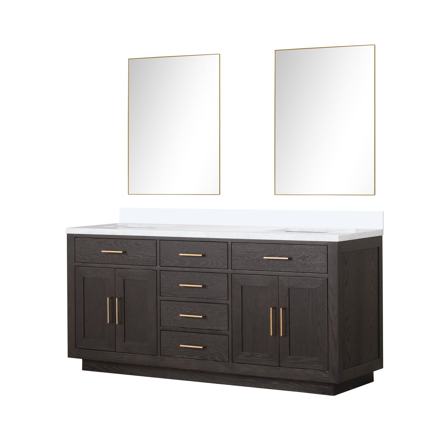 Abbey 72 in W x 22 in D Brown Oak Double Bath Vanity