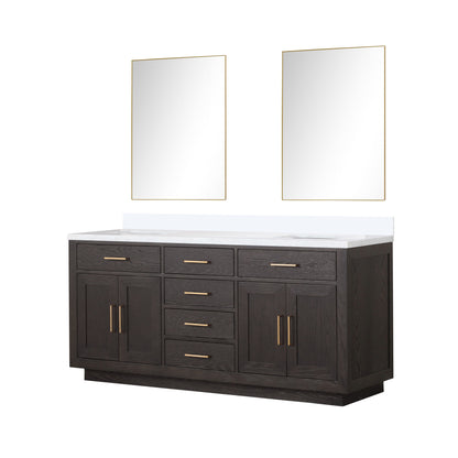 Abbey 72 in W x 22 in D Brown Oak Double Bath Vanity
