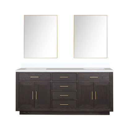 Abbey 72 in W x 22 in D Brown Oak Double Bath Vanity