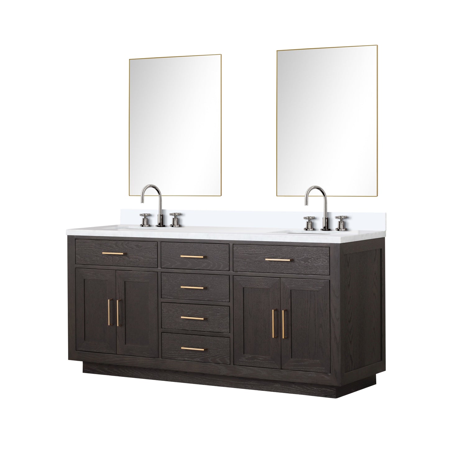 Abbey 72 in W x 22 in D Brown Oak Double Bath Vanity