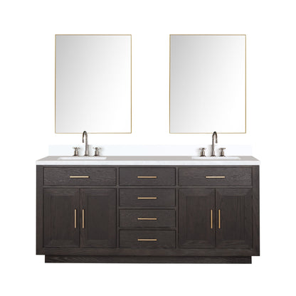 Abbey 72 in W x 22 in D Brown Oak Double Bath Vanity
