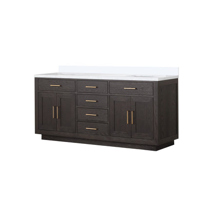 Abbey 72 in W x 22 in D Brown Oak Double Bath Vanity