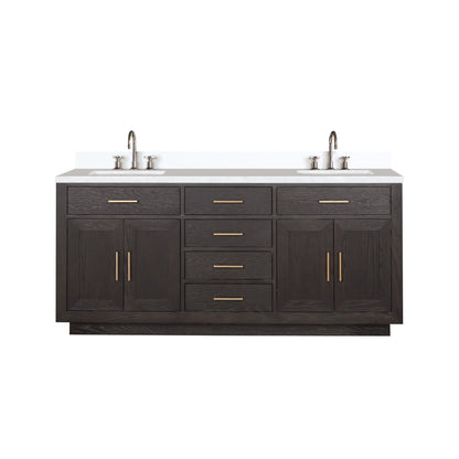 Abbey 72 in W x 22 in D Brown Oak Double Bath Vanity