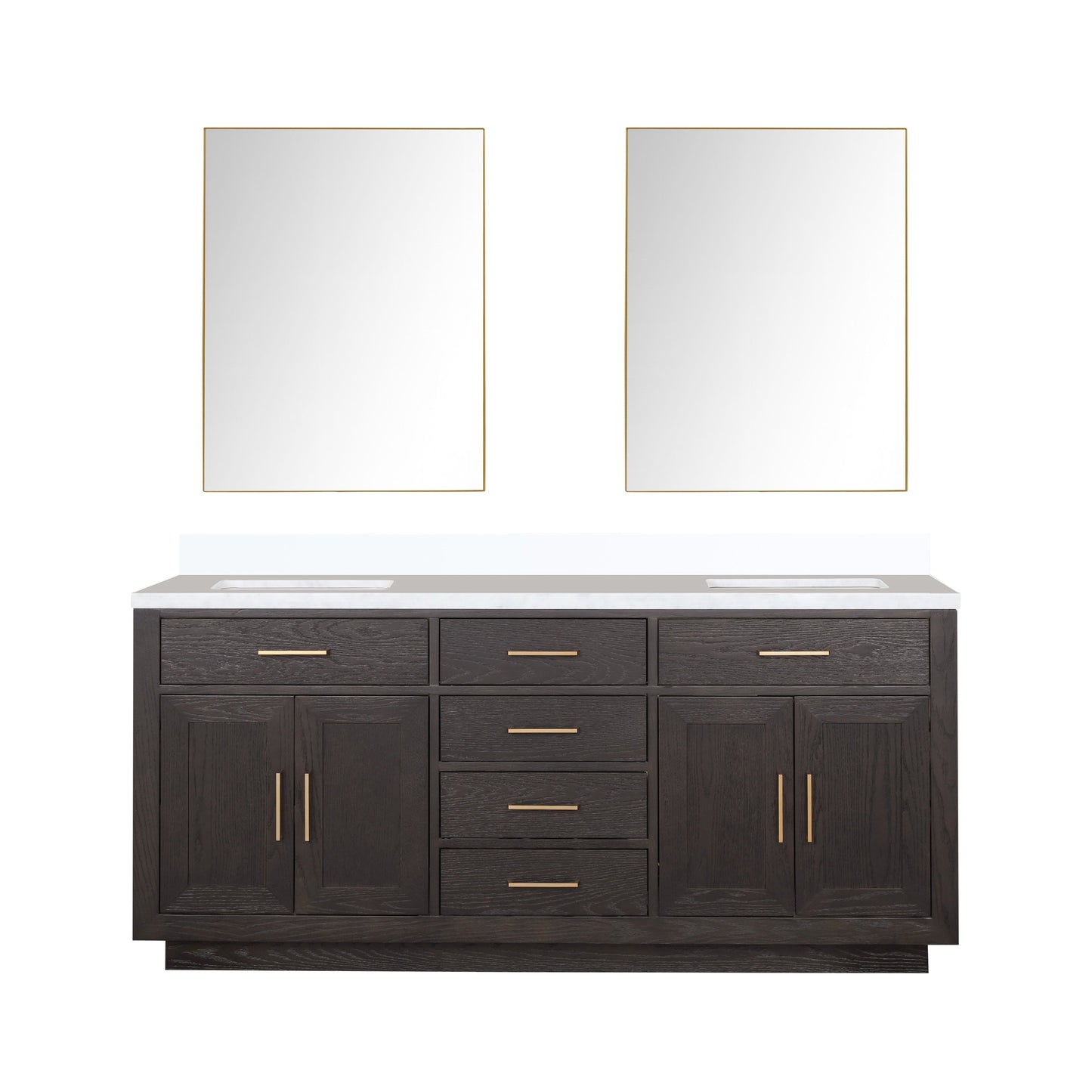 Abbey 72 in W x 22 in D Brown Oak Double Bath Vanity