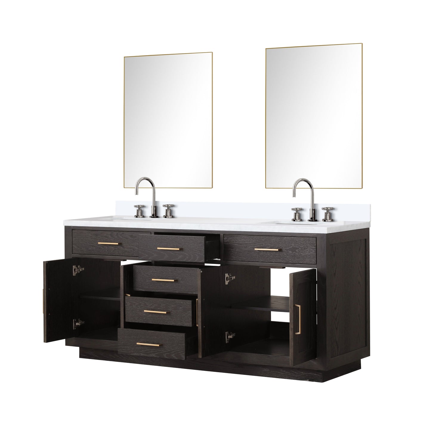 Abbey 72 in W x 22 in D Brown Oak Double Bath Vanity