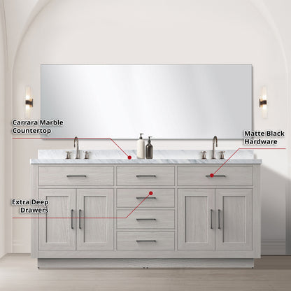Abbey 72 in W x 22 in D White Oak Double Bath Vanity