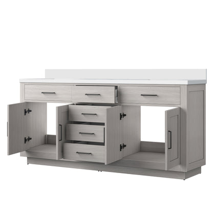 Abbey 72 in W x 22 in D White Oak Double Bath Vanity