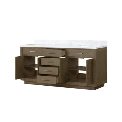 Abbey 72 in W x 22 in D Grey Oak Double Bath Vanity