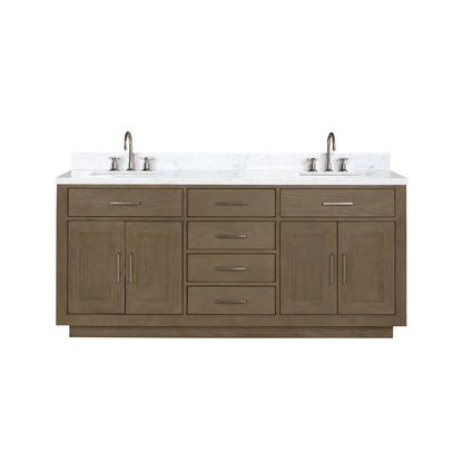Abbey 72 in W x 22 in D Grey Oak Double Bath Vanity