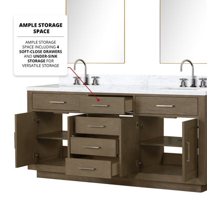 Abbey 72 in W x 22 in D Grey Oak Double Bath Vanity