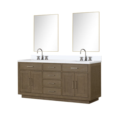 Abbey 72 in W x 22 in D Grey Oak Double Bath Vanity